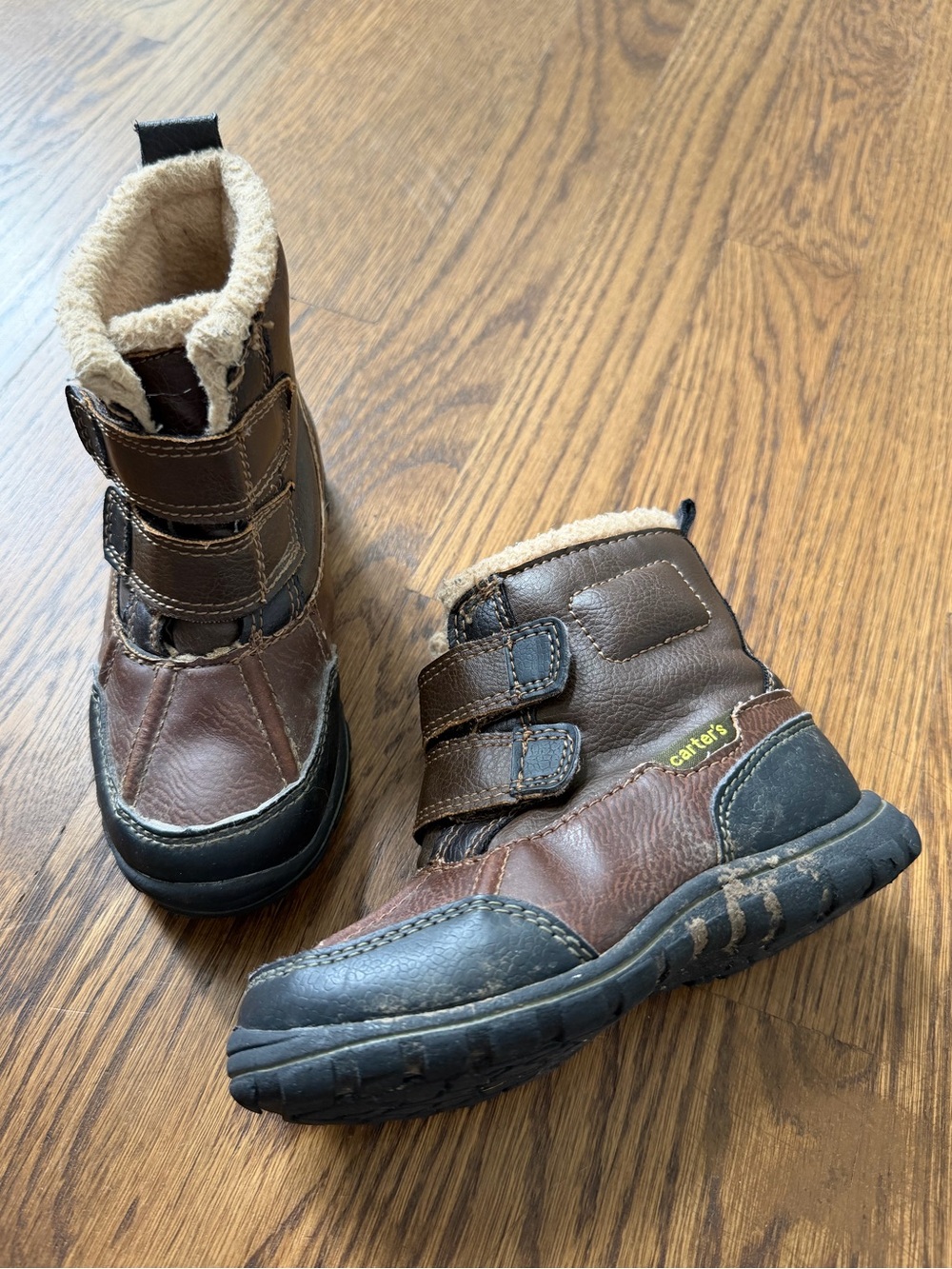 Carter's Jaxon Brown Winter Boots with Faux Fur lining, toddler size 8